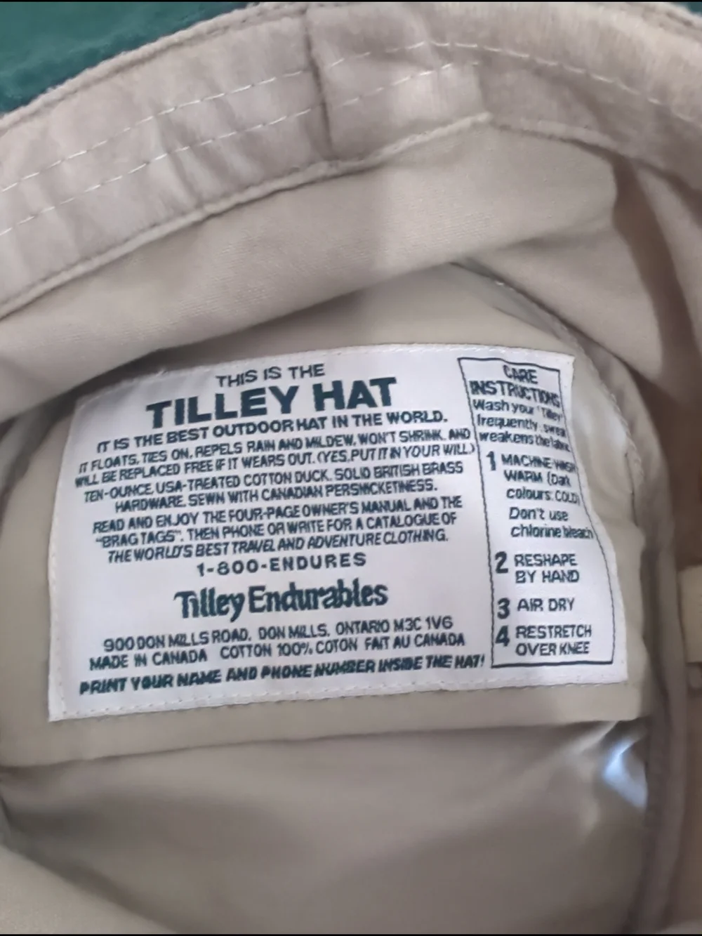 Tilley Endurables T3 Outdoor Hat Size 7 5/8 61.5cm Cotton Made Canada Beige